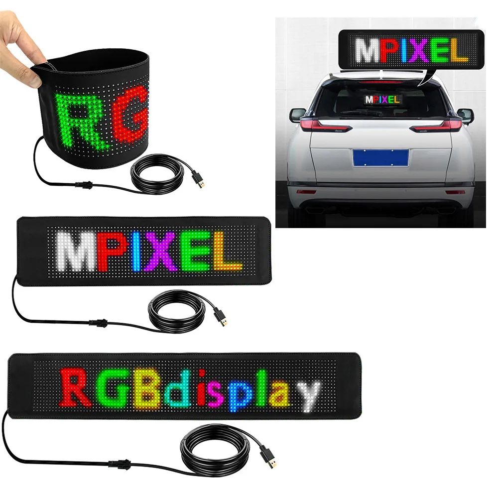 Description Picture 4 of itemLED Matrix Pixel Panel Scrolling Bright Advertising LED Signs Flexible USB 5V LED Car Rear Window Sign Bluetooth App Control