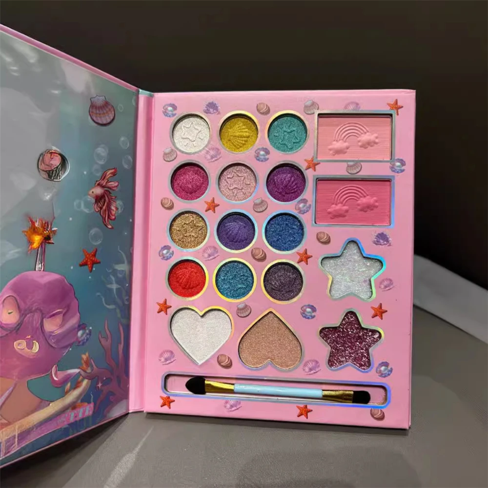 Eye Shadow Eyeshadow Stick Eye Shadow Plate 18 Colors Mermaid Princess Matte Eyeshadow Palette with Powder Puff Stick Glitter Blush Eye Shadow Makeup for Stage Performance