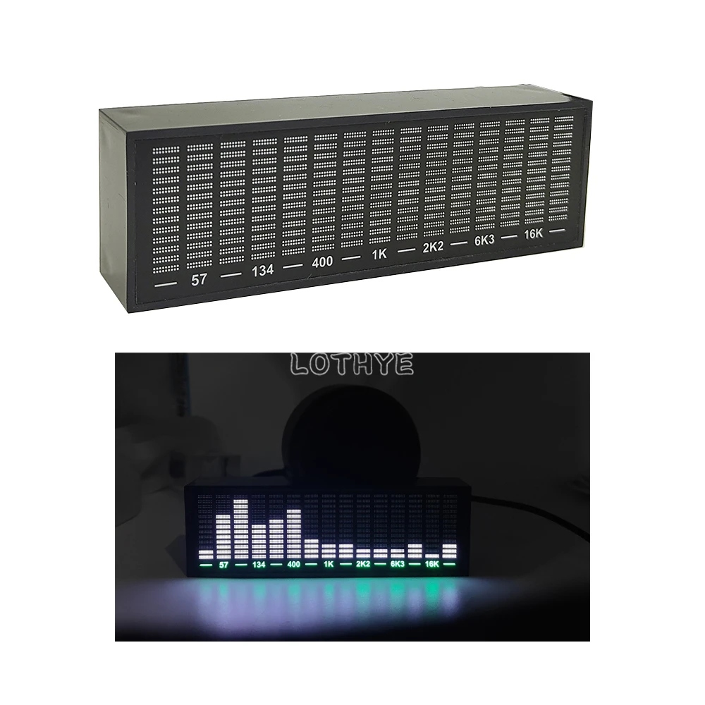 Voice Control Music Spectrum Multi-mode LED Pickup Rhythm Analyzer Light Display VU Meter Audio Level Indicator With Shell