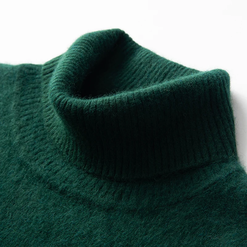 Autumn and Winter Men's Turtleneck 100% Mink Cashmere Sweater Men 2024 Large Size Loose Knitted Sweater Keep Warm Top Men Jumper 3