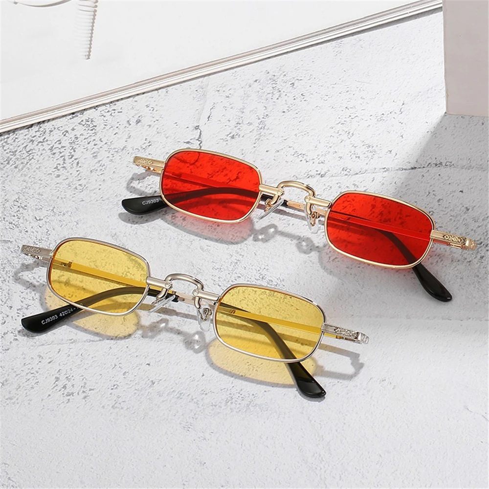 Retro Rectangle Sunglasses Women Brand Designer Small Metal Frame