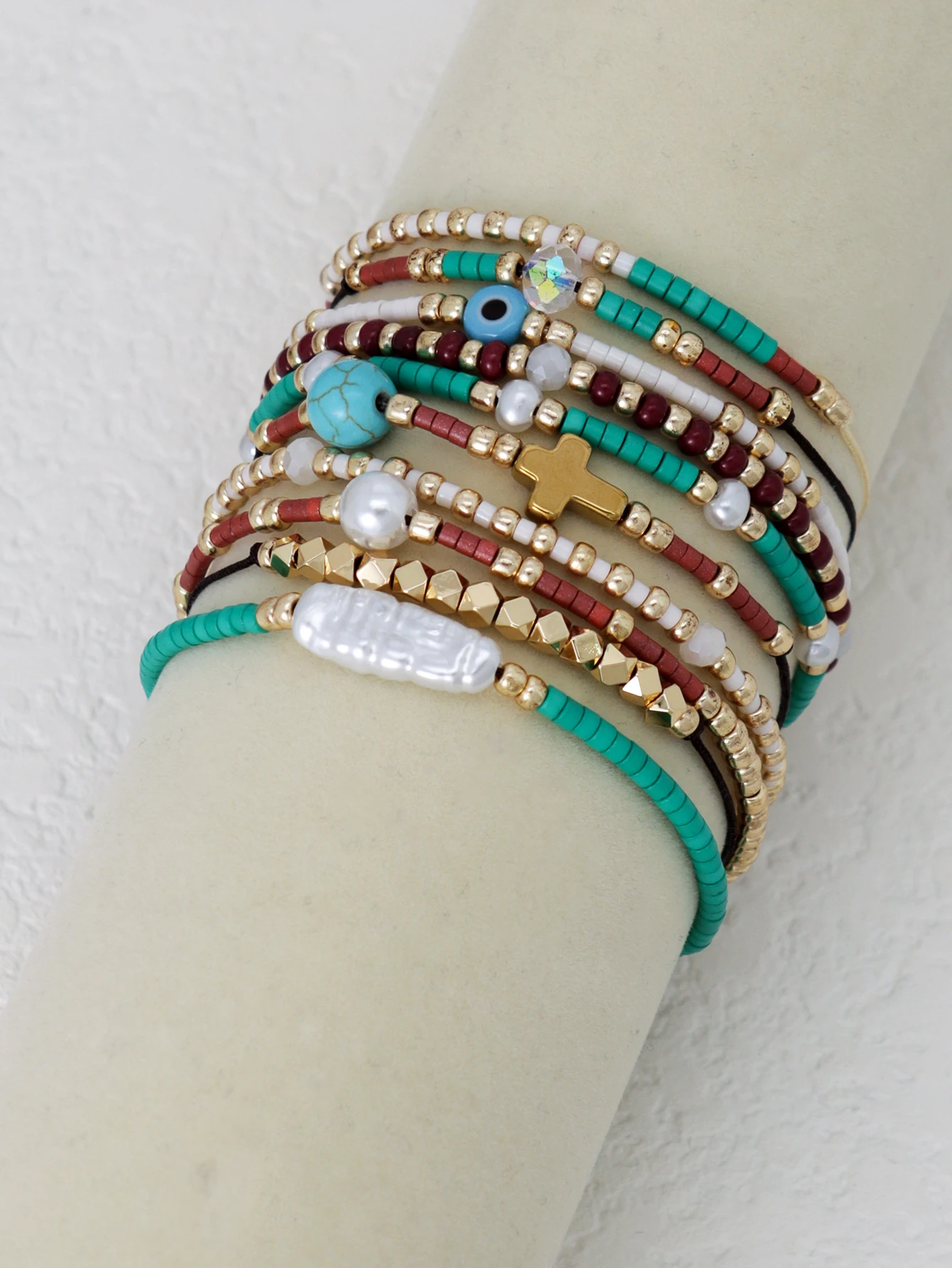 10PCS Bohemian Blue Beads Adjustable Bracelet