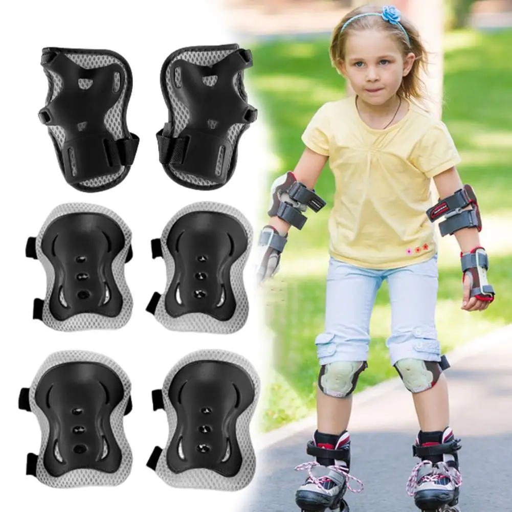6 Pcs Kids Roller Skating Wrist Guard Knee Elbow Pads Protector Scooter Biking Cycling Sports Toddler Boys Girls Protective Gear