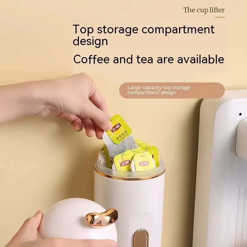 Cup Storage Holder Paper Cup Dispenser Light Luxury Disposable Cup Dispense Wall Mounted Single Dust-proof