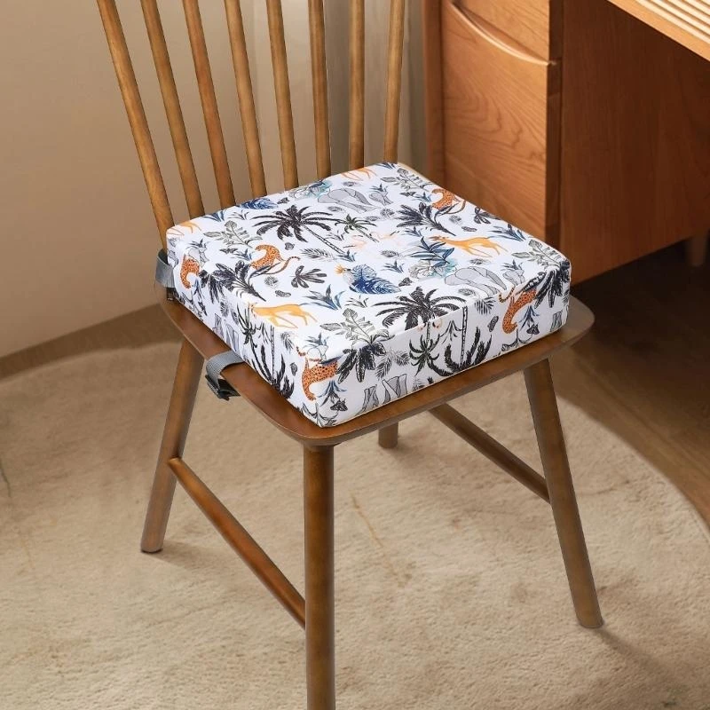 J15U 베이비 부스터 좌석 두꺼운 하이 체어 부스터 쿠션 매트 인쇄 패턴 패드 키즈 다이닝 체어 스퀘어 쿠션 높이기