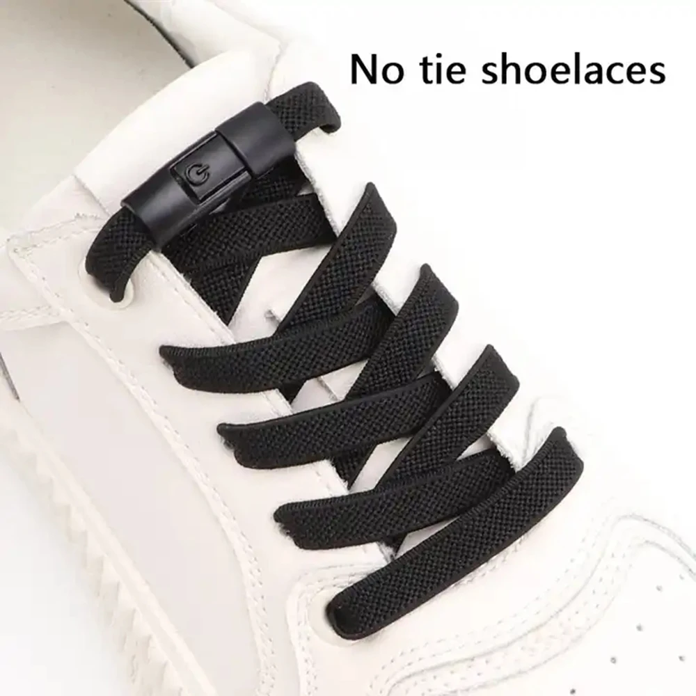 

1Pair No Tie Shoe Laces Press Lock Shoelaces Without Ties Elastic Laces for Shoes Kids Adult Widened Flat Shoelace for Sneakers