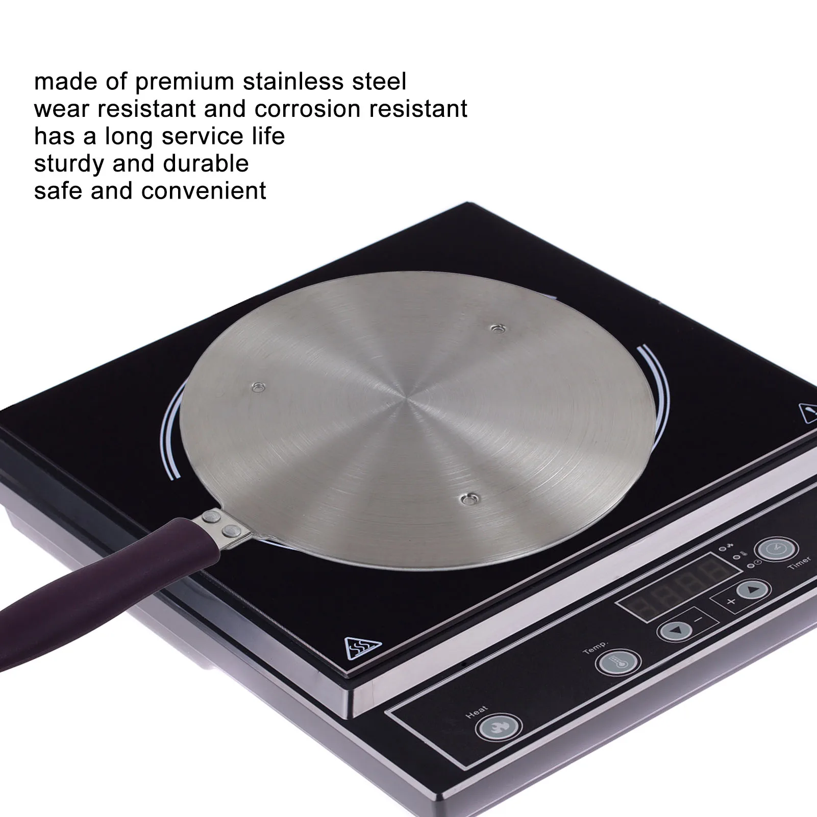 20# 19.5cm Induction Adapter Plate Stainless Steel Heat Diffuser Purple Handle Kitchen Accessories for Iron Pot Ceramic Pot Heat Diffuser Plate