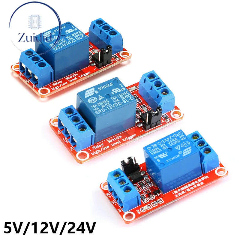 

Relay module 1 Channel 5V 12V 24V Relay Module Board Shield with Optocoupler Support High and Low Level Trigger for Arduino