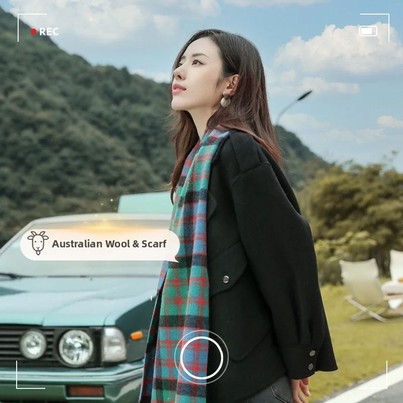 Thick Long Woolen Scarf for Women Winter Fashion Warm Geometric Pattern Versatile Gift for Couples Unisex Wrap Scarf - Image 2