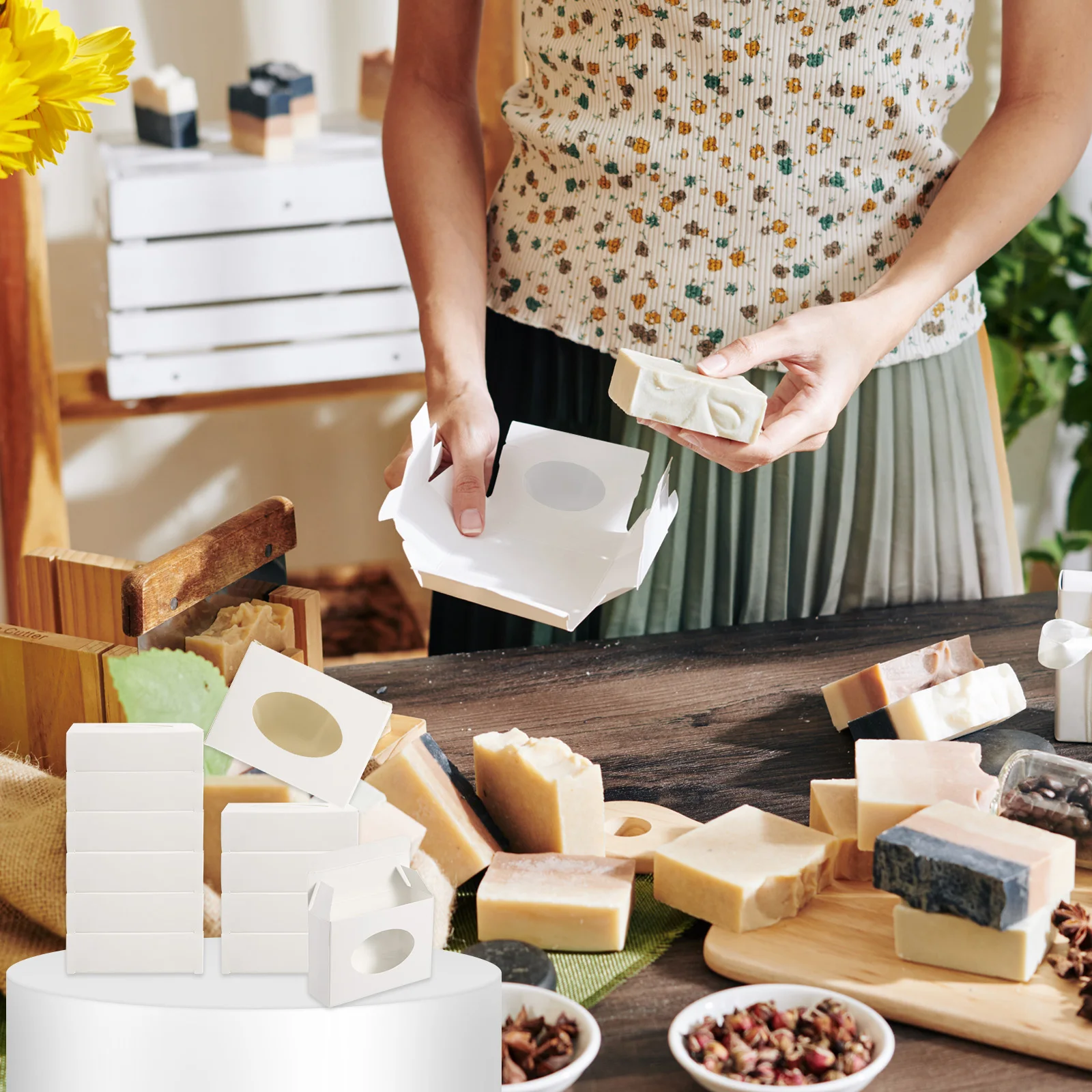 30-Pack Paper Soap Boxes with Transparent Window, Rectangle Foldable Packaging Holders ... - SKU PSB01028 - UGI Packaging