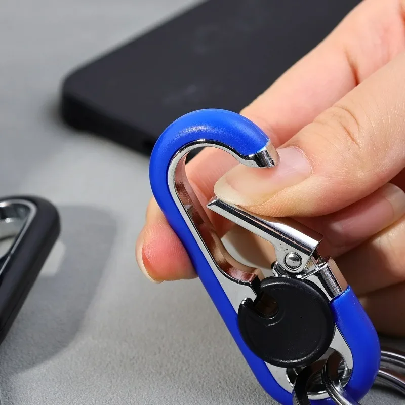 Sleek Double Ring Metal Keychain for Men – Stylish Key Holder & Gift
