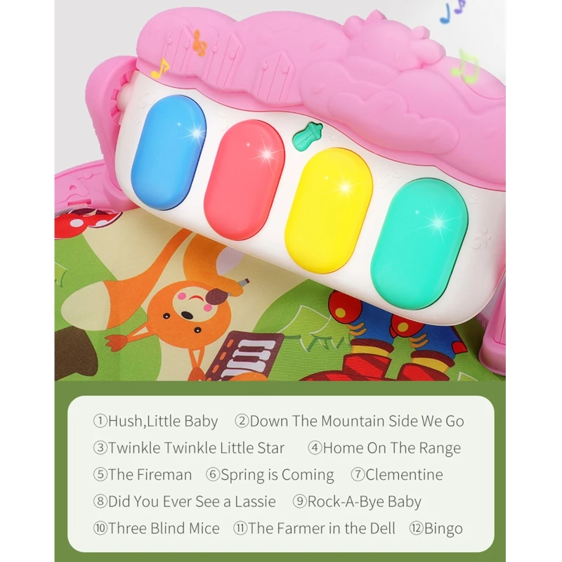 

3-in-1 Kick 'n Play Piano Gym Musical Play Mat for Baby Tummy Time Activity Centers with Hanging Rattles Gender Neutral P31B