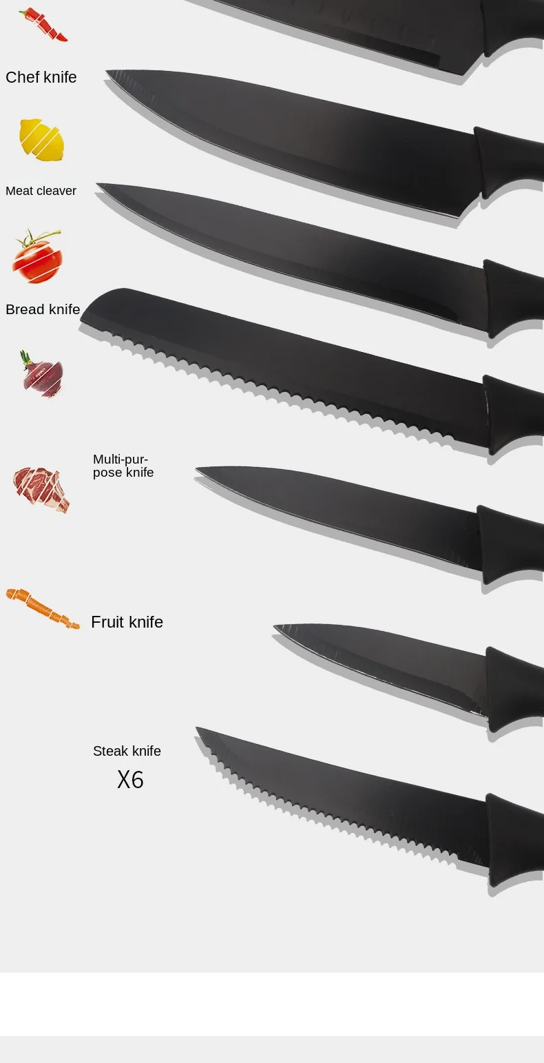 Set Cuchillos Chef Multiusos X6 Antiadherentes Cocina Regalo