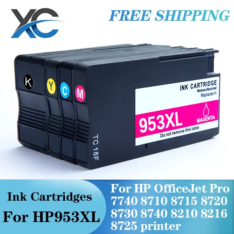 4Color 953XL Replacement ink cartridge HP953 HP953XL For HP OfficeJet Pro 7740 8710 8715 8720 8730 8740 8210 8216 8725 printer