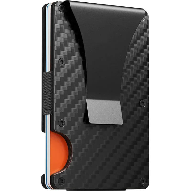 Men Carbon Fiber Credit Card Holder Wallet New Minimalist Blocking Slim Metal Cardholder Portable Credit Card Protect Clip