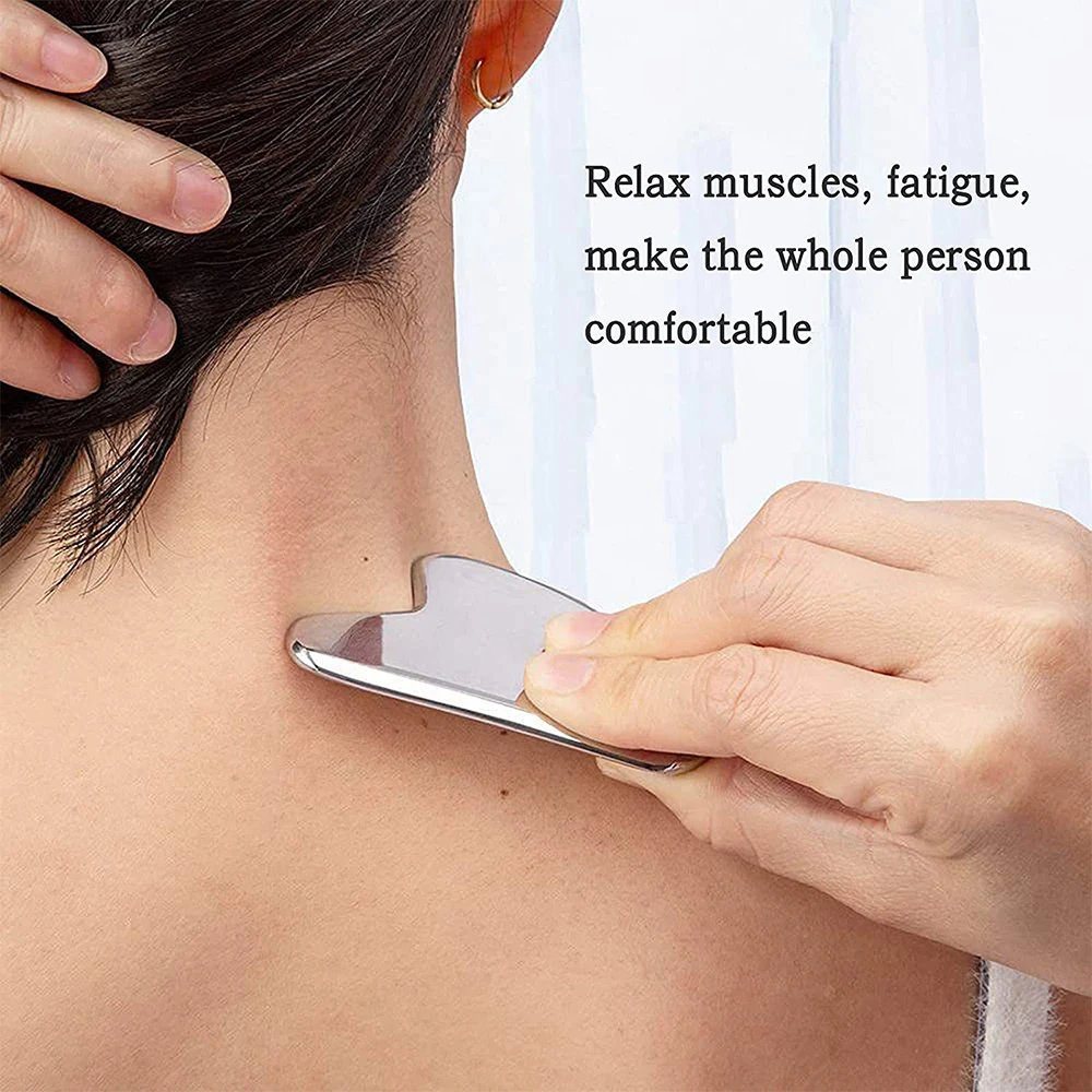 Stainless Steel Skin Scraping Face Massage Skincare Tool Guasha Scraper Lifting Anti Wrinkle Gua Sha Body Neck Care Massager 4