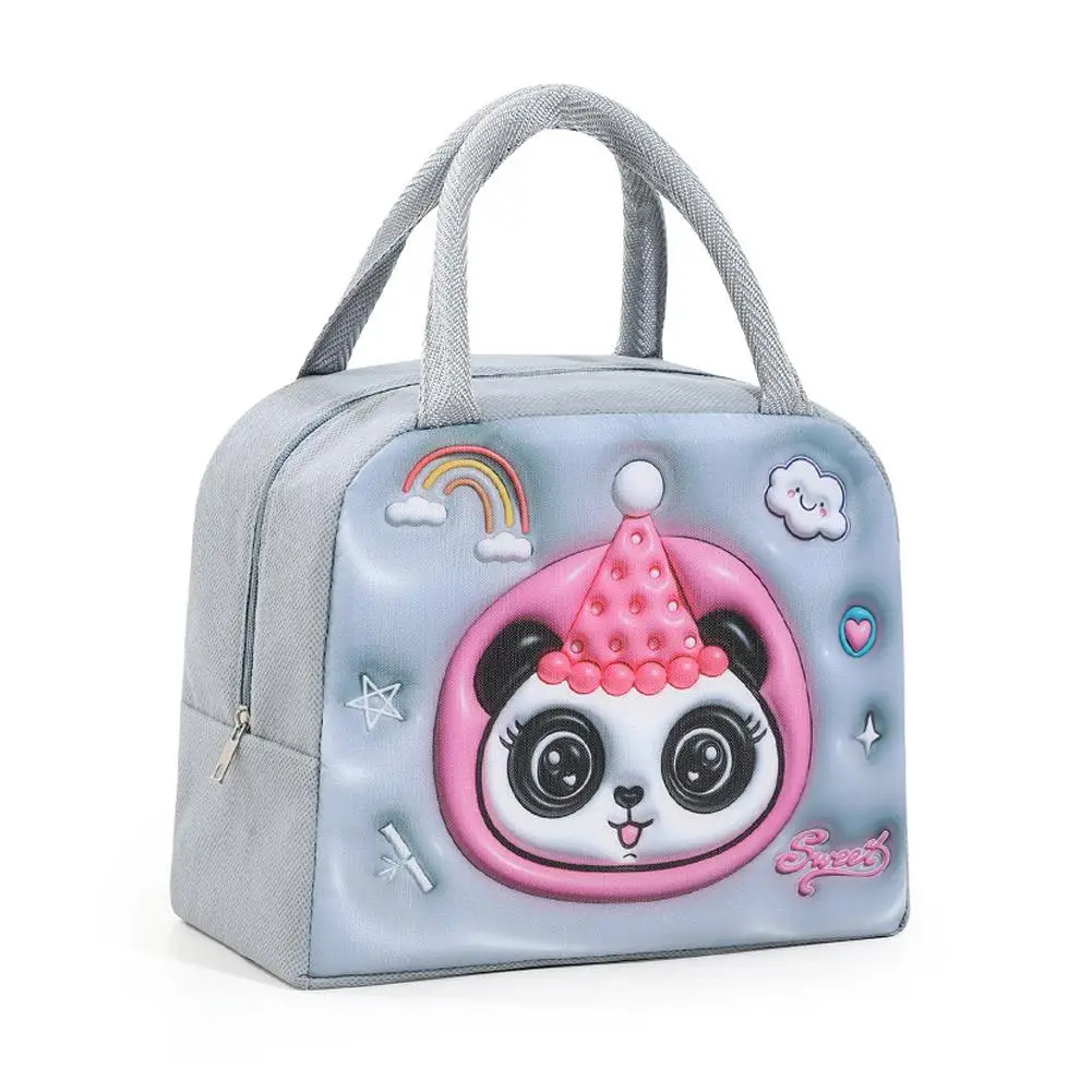 3D Niedliche Tier Muster Lunch Tasche Verdickte Handheld Isolierte Lunch Box Taschen Große Kapazität Kinder Bento Tasche – Detail 25