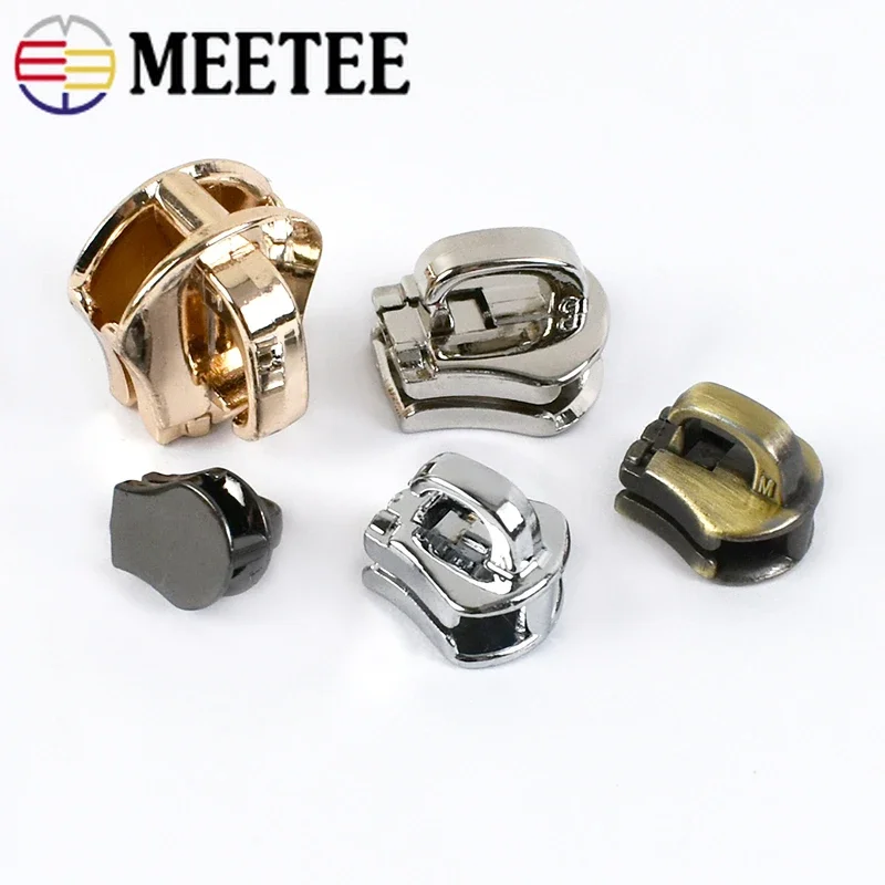 Zipper Repair Kit Meetee 10/20Pcs 3# 5# 8# 10# Zipper Sliders for Metal Zippers Head Pull Zip Lock Bag Luggage Garment DIY