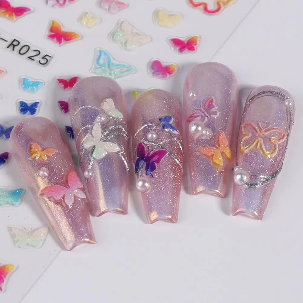 

Eye-catching Nail Decals 5d Stereo Nail Stickers Exquisite Pentagram Butterfly Design for Self-adhesive Manicure Art Decal