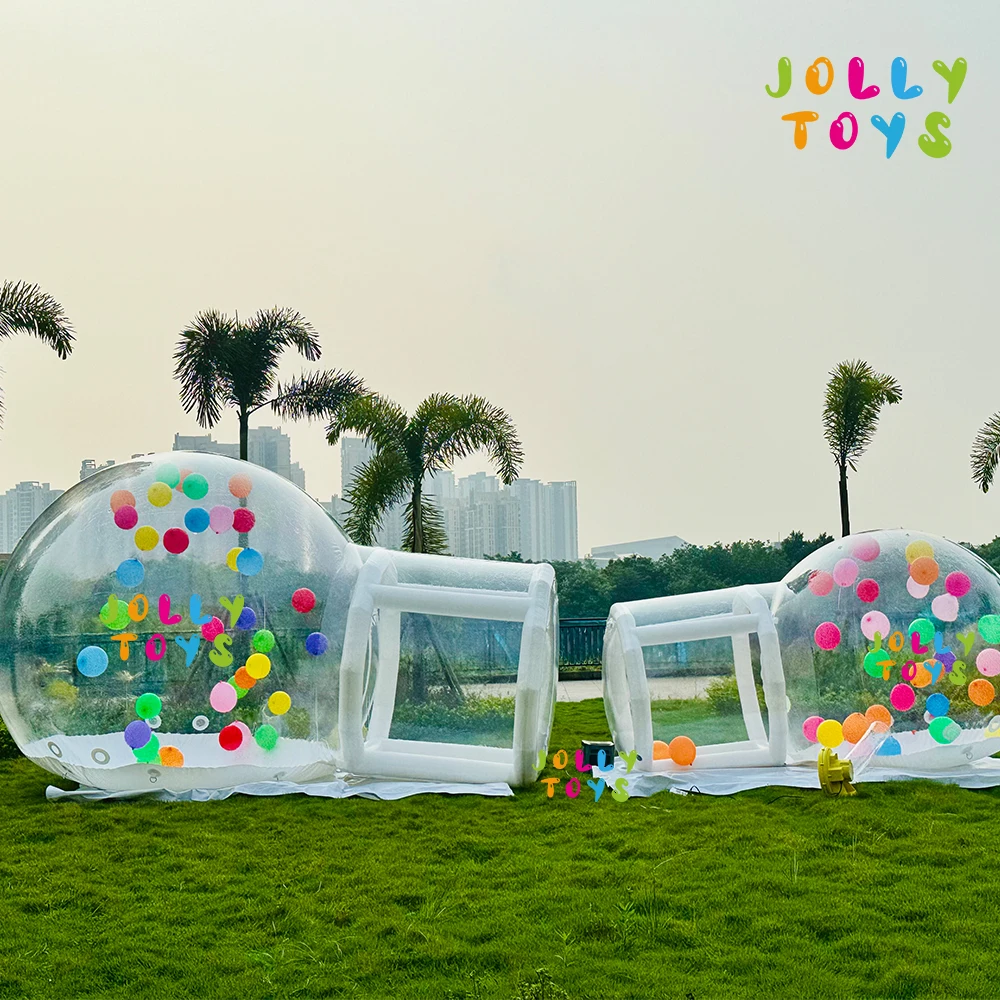 JOLLY TOYS Balloon inflatable bubble house with trampoline and transparent dome PVC material  with blower 3