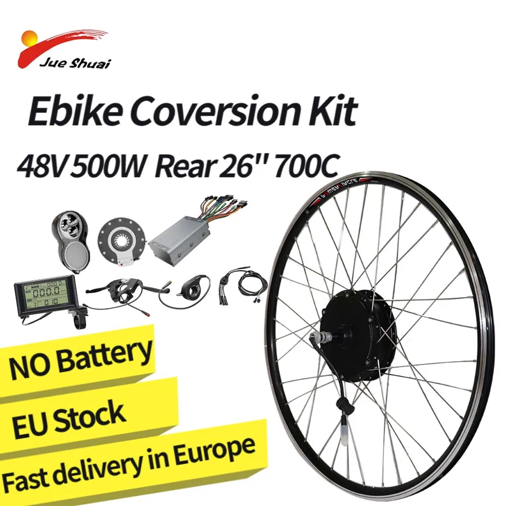 EU Stock Ebike Motor Wheel Kit 48V 500W 26inch 700C Rear Brushless Hub