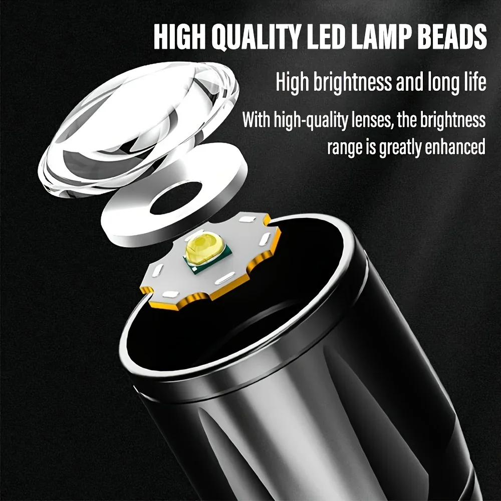 Waterproof Black LED Flashlight for Camping and Outdoor Activities