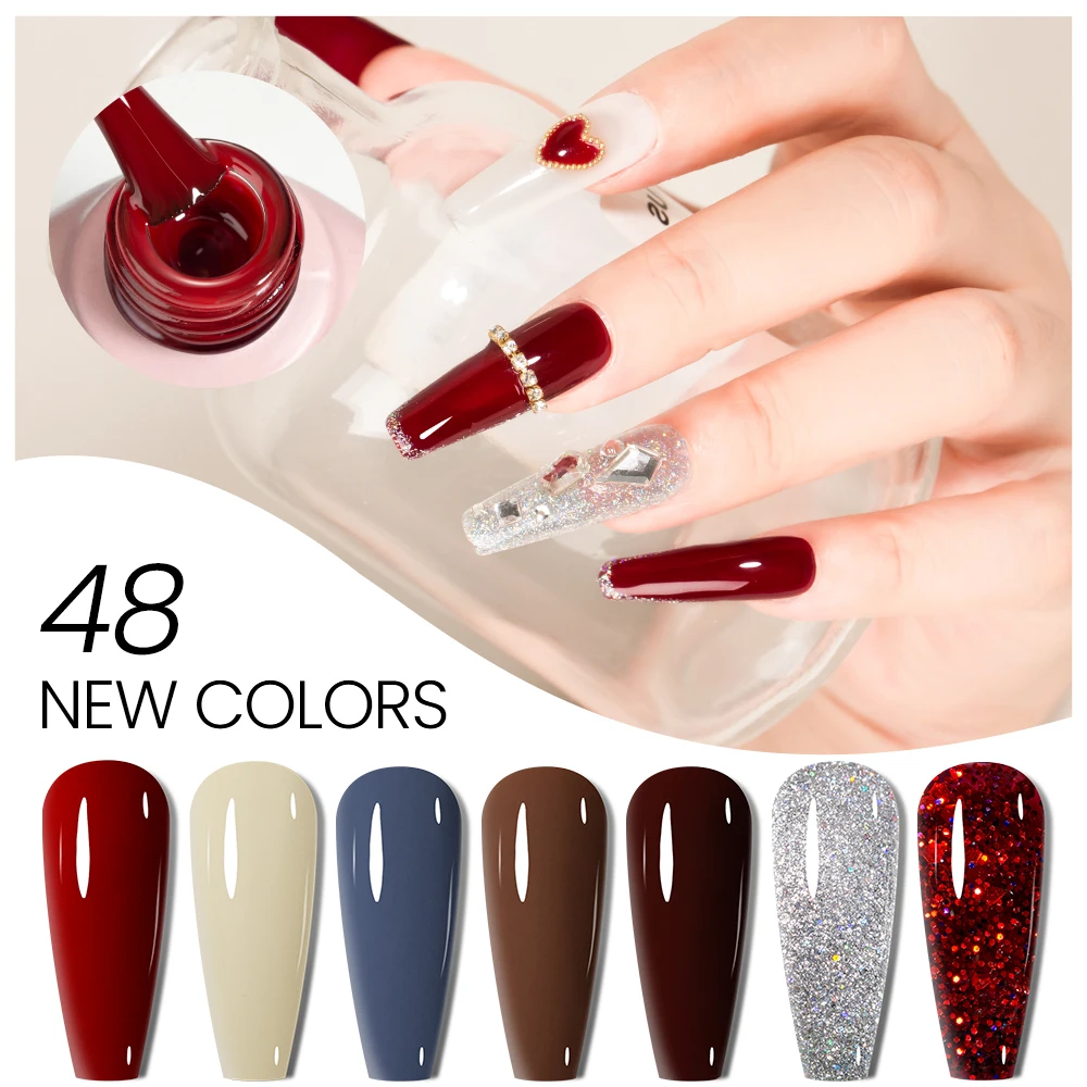 MAYCHAO 48 Colors 12ML Gel Nail Polish Semi-Permanent Enamels For Nails Glitter Born Pretty Manicure Nail Polish Free Shipping