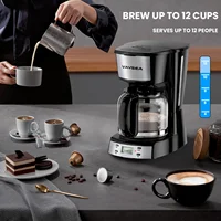 VAVSEA 12 Cup Programmable Coffee Maker, 900W Drip Coffeemaker with Glass Carafe, Auto Shut off, for Home Black 2