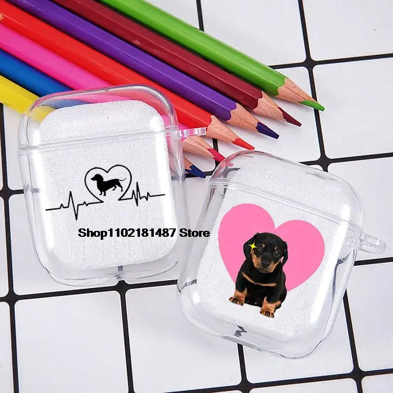 Cute Dog Bassotto Airpod Custodie 3 Per 2 1 Pro2 Pods Gen Air Pods Pro Cover Dackel Lovely Pet Auricolare Cartoon Clear Box Coque