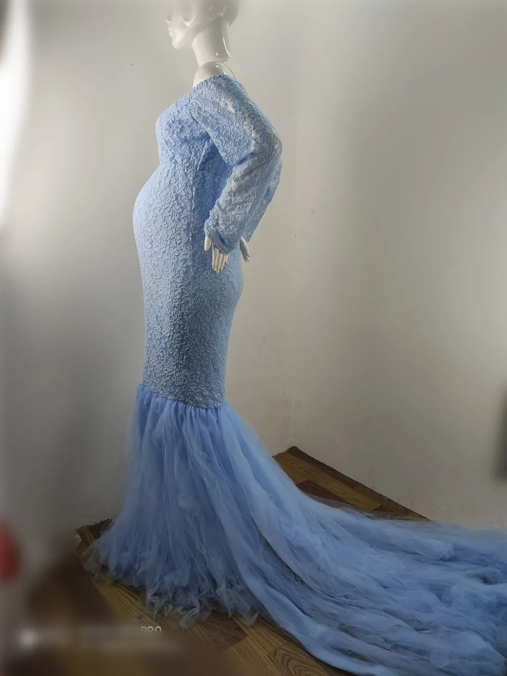 Elegence Maternity Photography Props Dresses Lace Mesh Long Pregnancy Dress For Pregnant Women Maxi Maternity Gown Photo Shoots (2)