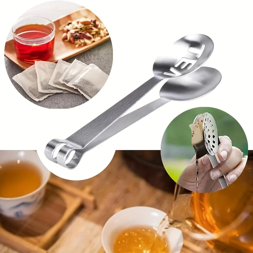 Stainless Steel Tea Bag Squeezer Versatile Kitchen Tool for Easy Leaf Release Ice Sugar Grip Durable Teabag Tongs Strainer Clip