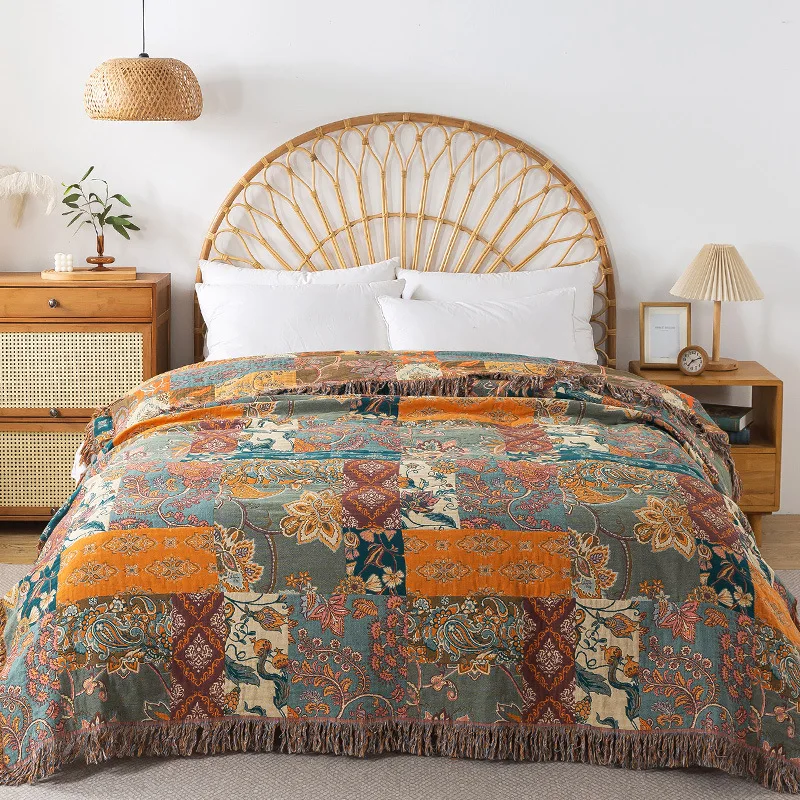 Bedspread On The Bed Cotton Gauze Throw Blanket Large Size Thicken Double Bed Cover Quilts Bohemian Sofa Towelling Coverlet