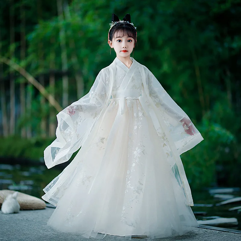 

Chinese Style Girls' Hanfu New Super Fairy Ancient Dress Little Girl Spring Summer Long Sleeve Tang Ru Skirt