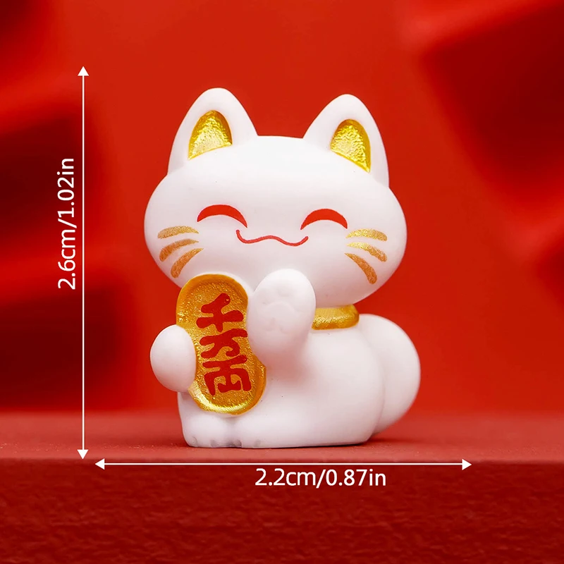 1pc Cute Cartoon Lucky Cat Exquisite Resin Ornament Small Gift Crafts Miniatures Figurines For Home Desktop Ornament