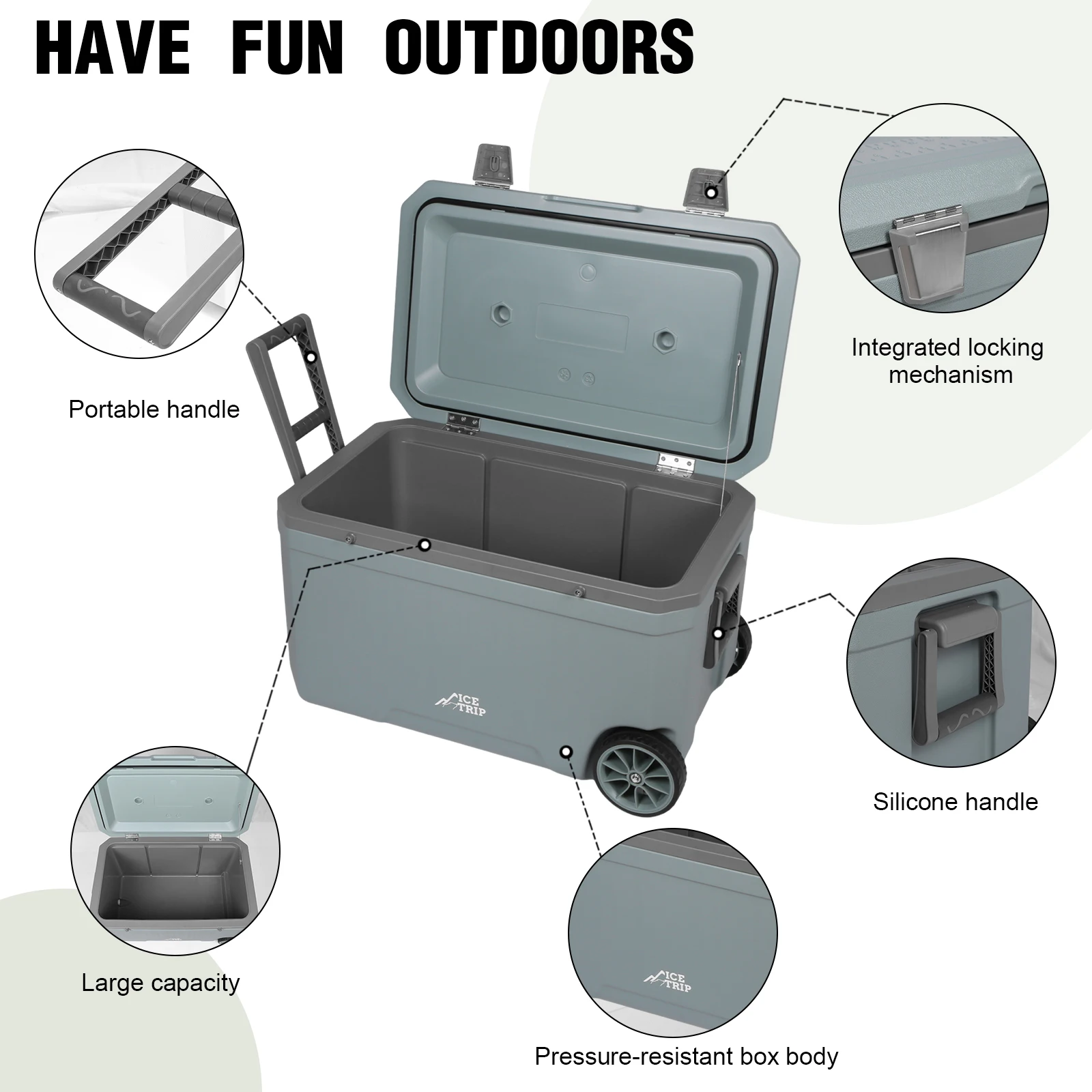 Insulated Wheeled Cooler Box for Camping and Picnic