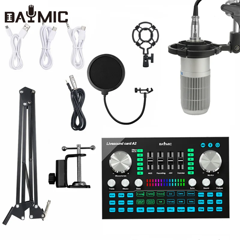 

DAYMIC Professional 48V Condenser Microphone With Audio Interface for Broadcasting External Sound Card
