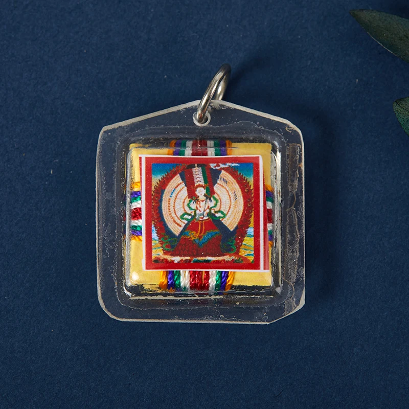 Tibetan Tangka Green Tara Buddhism Keychains Small Pendants Pocket Fengshui Key Chain Buddhist Decoration