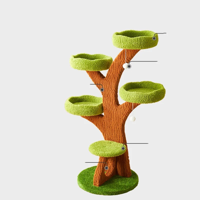 Modern Luxury Cat Scratching Post Wood Tower With Sisal Trees Climbing Frame And Luxury Tree House