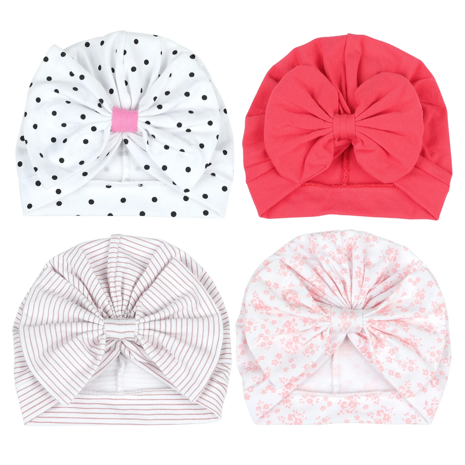 

Cute Bows Baby Turban Hat Soft Cotton Kids Baby Girls Hats Beanie Striped Newborn Cap Bonnet Headwrap Infant Caps