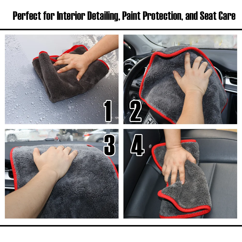 AUTOBRIGHT 1200gsm 30x40cm 40x40cm 60x40cm Microfiber Cleaning Towel Grey Wash Towels Car Cleaning Drying Cloth Car Wash Tools 3