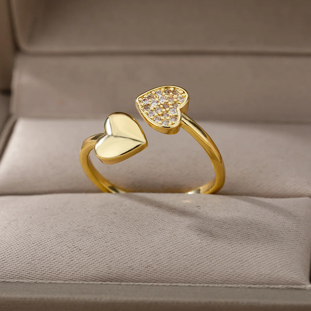 Bee Butterfly Women Ring Open Adjustable Stainless Steel Cubic Zirconia Moon Heart Finger womens ring cubic zircon ring finger rings jewelry rings ring jewelry