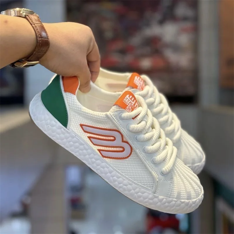 Mesh Soft Bottom Casual Shoes Men and Women American Business Hit Color Embroidery Flat Shoes 2024 New Breathable Couple Shoes