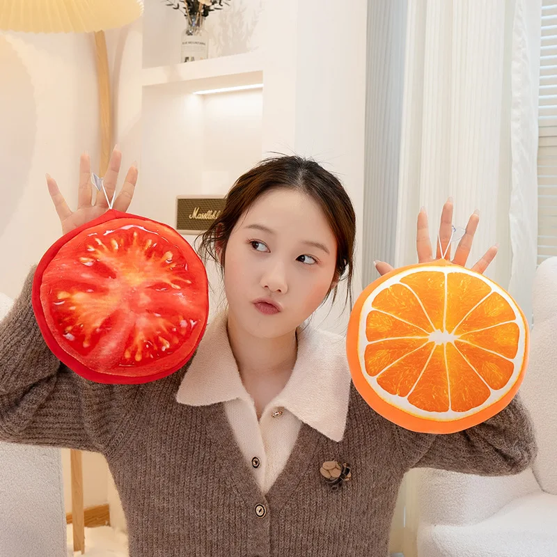 10/20cm 과일 플러시 베개 오렌지 키위 토마토 원형 쿠션 시뮬레이션 플러시 소파 홈 데코 선물