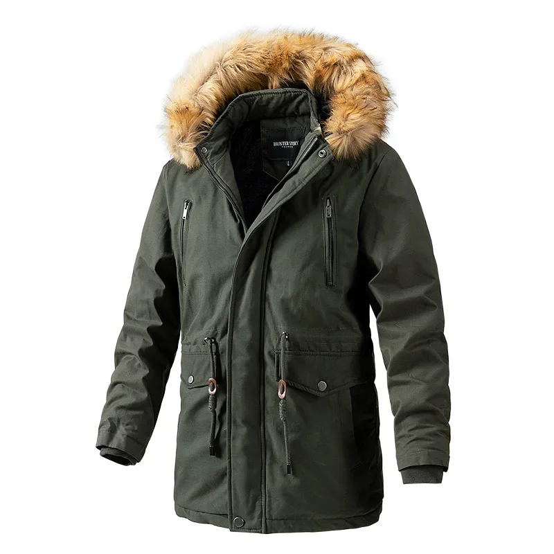 2024 Men's Hat Fur Detachable Casual Washed Men's Coat Long Winter Jacket Jackets for Men Coats Winter Jacket Men Men Clothing