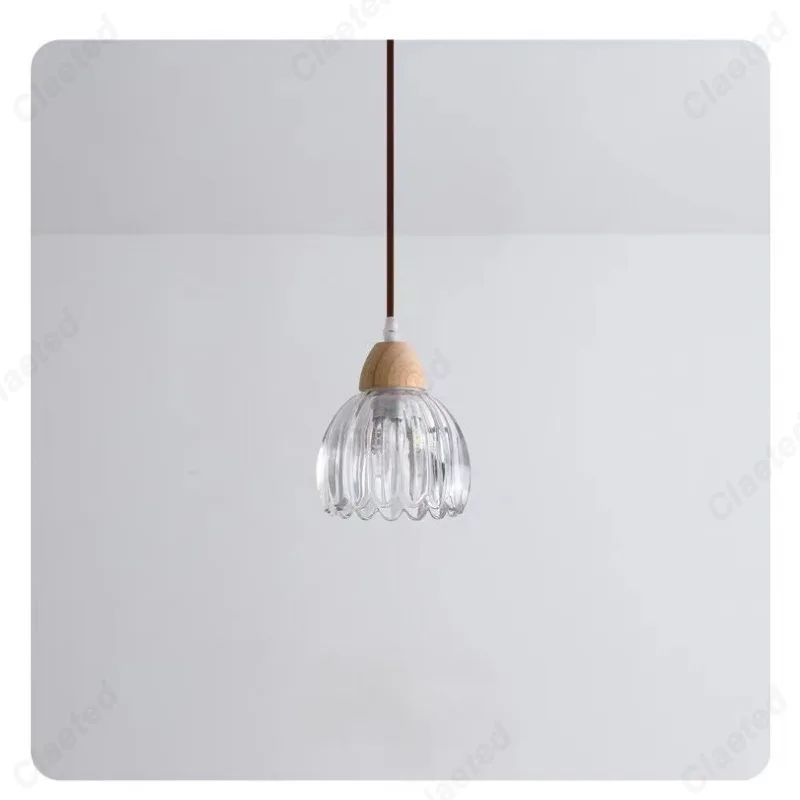 Description Picture 4 of itemLED Retro E27Wooden Art Headboard Glass Pendant Light Flower Pendant Light Living Room Dining Room Staircase Glass Ceiling Light