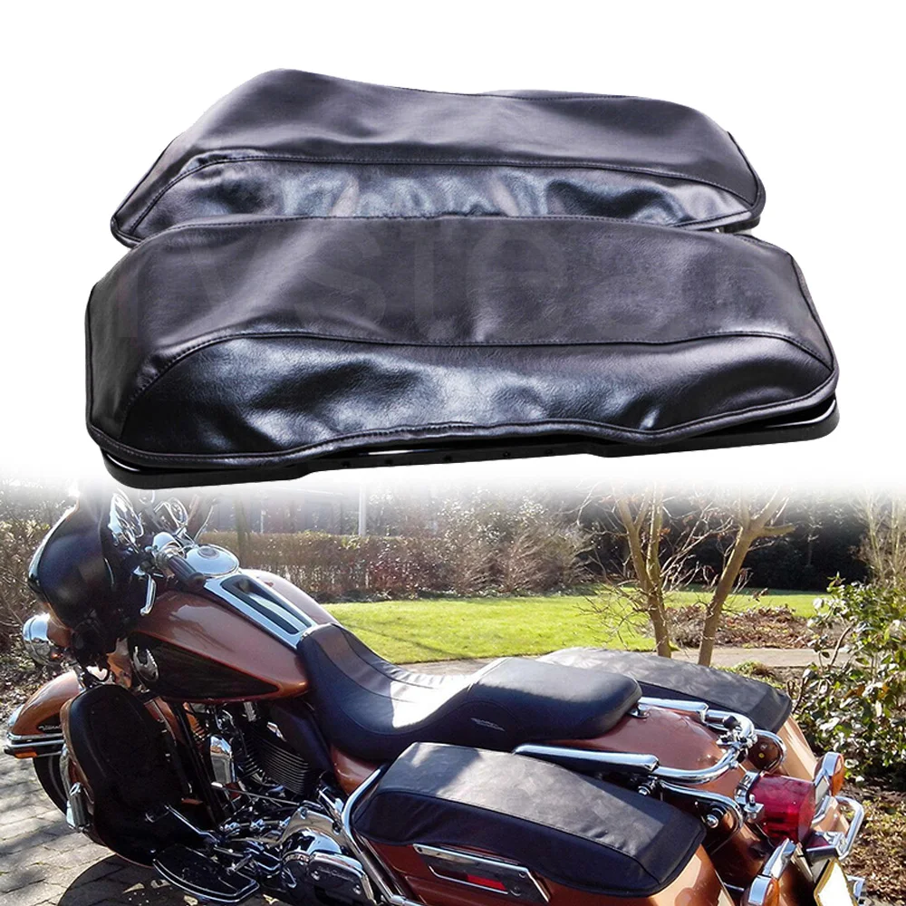 

Black Hard Saddle Bags Lids Cover Motorcycle Saddlebag Lid Guard For Harley Touring Road King Street Electra Glide 1997-2013