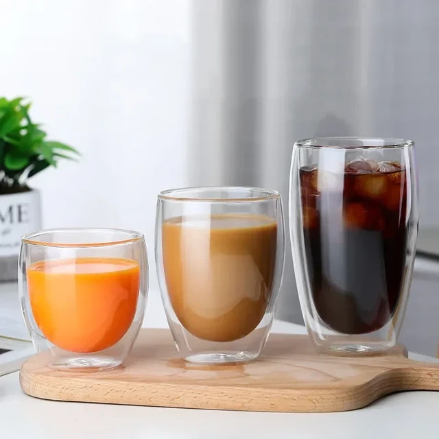 Tasse En Verre À Double Paroi Résistante À La Chaleur, Service À Café,  Expresso, Bière, Lait, Jus, Verres À Thé, Whisky, Verres À Boissons -  Transparent - AliExpress