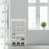 Wood-plastic Board Six Tiers Carved Shoe Rack White A Living Room Furniture 4