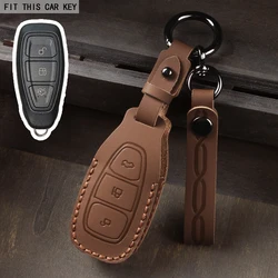 Premium Leather Remote Car Key Case - Sleek Protection for Ford Keys (BROWN)