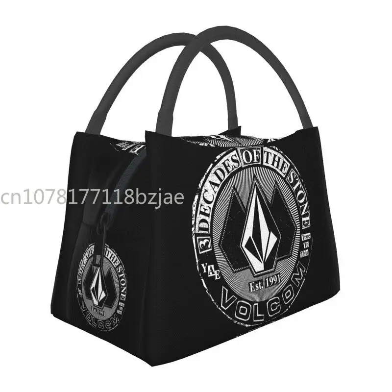 

Volcoms Logo Insulated Lunch Tote Bag for Women Resuable Cooler Thermal Bento Box Work Travel